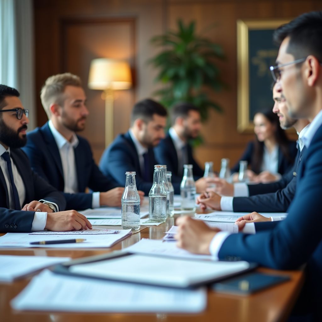 Cliente corporativo en reunión financiera